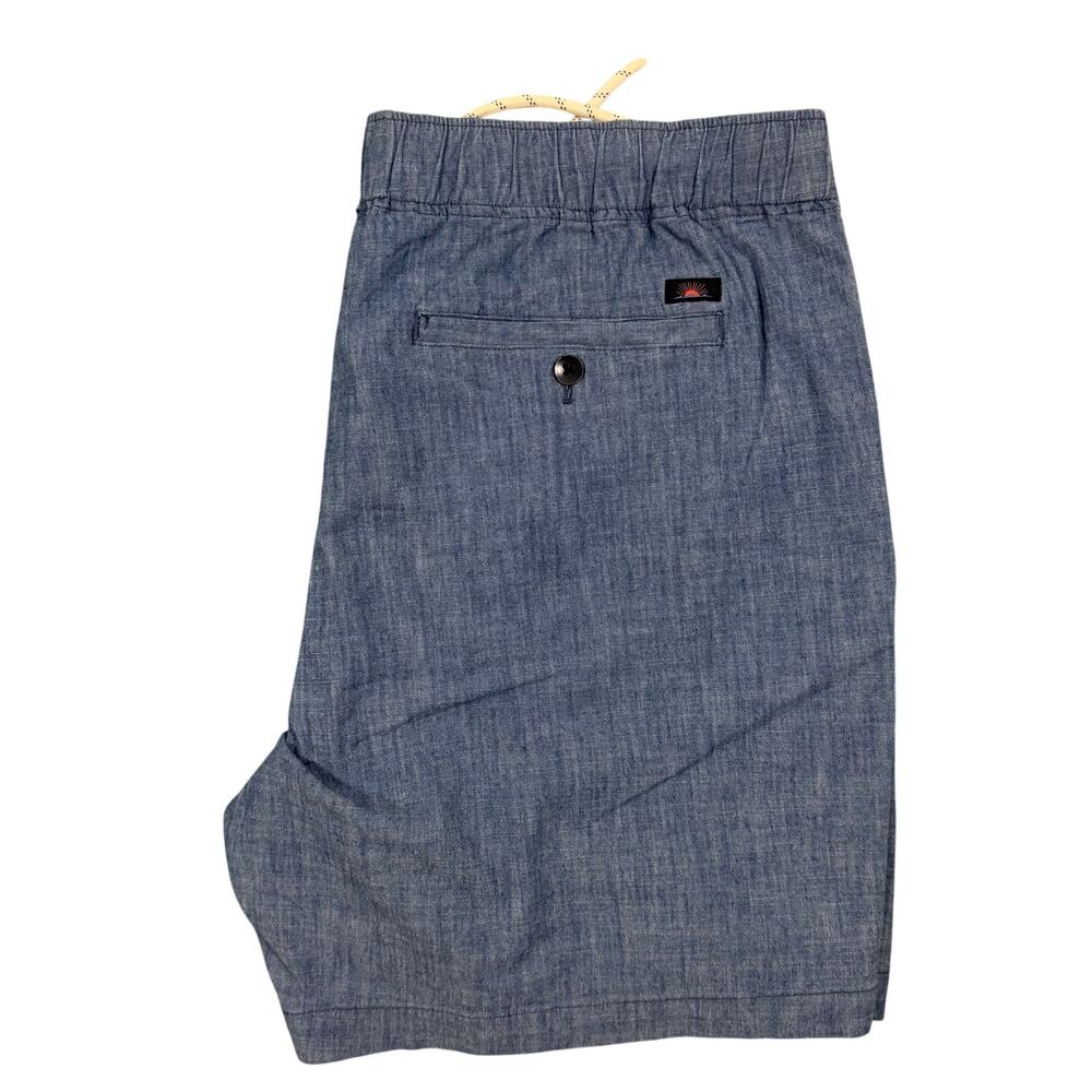 Faherty Mens XL Blue Chambray Drawstring Shorts Elastic Waist Casual Beach